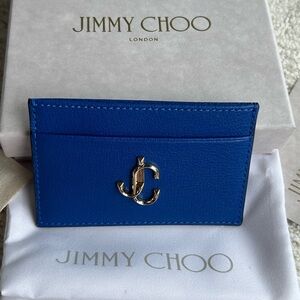 Jimmy Choo Ultraviolet Blue Leather Card Holder NEW
